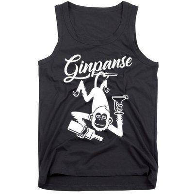 Ginpanse Chimpanzee Chimp Monkey Gin Drink Party Fun Comedy Tank Top