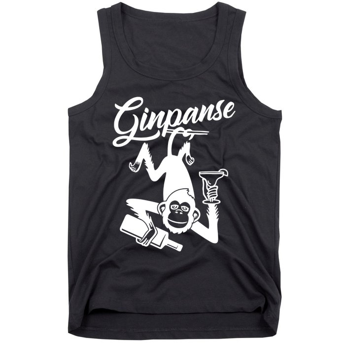 Ginpanse Chimpanzee Chimp Monkey Gin Drink Party Fun Comedy Tank Top