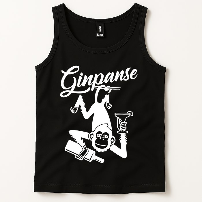 Ginpanse Chimpanzee Chimp Monkey Gin Drink Party Fun Comedy Tank Top