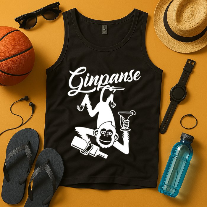 Ginpanse Chimpanzee Chimp Monkey Gin Drink Party Fun Comedy Tank Top