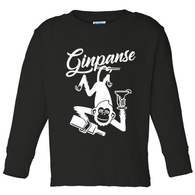 Ginpanse Chimpanzee Chimp Monkey Gin Drink Party Fun Comedy Toddler Long Sleeve Shirt