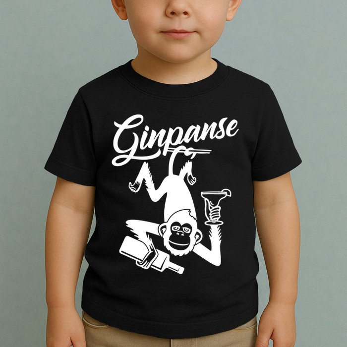 Ginpanse Chimpanzee Chimp Monkey Gin Drink Party Fun Comedy Toddler T-Shirt