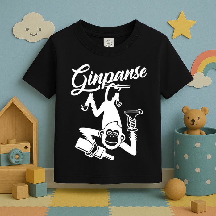 Ginpanse Chimpanzee Chimp Monkey Gin Drink Party Fun Comedy Toddler T-Shirt