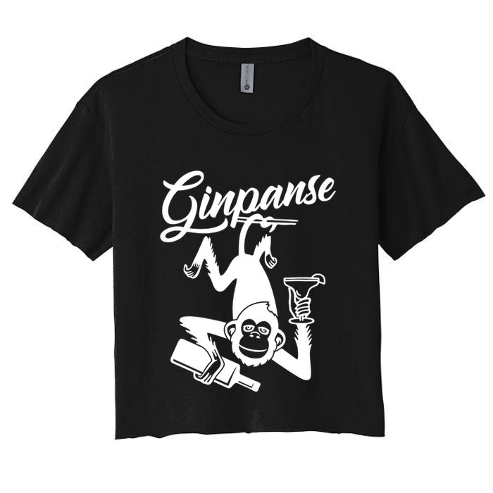 Ginpanse Chimpanzee Chimp Monkey Gin Drink Party Fun Comedy Crop Top