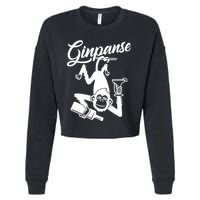 Ginpanse Chimpanzee Chimp Monkey Gin Drink Party Fun Comedy Cropped Pullover Crew