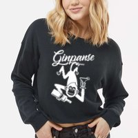 Ginpanse Chimpanzee Chimp Monkey Gin Drink Party Fun Comedy Cropped Pullover Crew