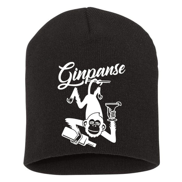 Ginpanse Chimpanzee Chimp Monkey Gin Drink Party Fun Comedy Short Acrylic Beanie