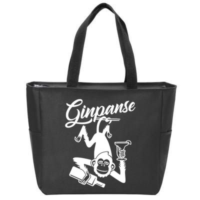 Ginpanse Chimpanzee Chimp Monkey Gin Drink Party Fun Comedy Zip Tote Bag