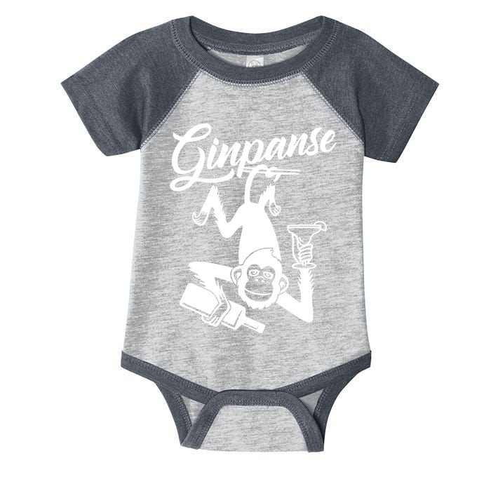 Ginpanse Chimpanzee Chimp Monkey Gin Drink Party Fun Comedy Infant Baby Jersey Bodysuit