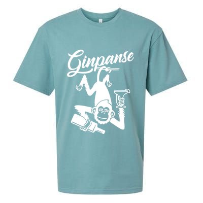 Ginpanse Chimpanzee Chimp Monkey Gin Drink Party Fun Comedy Sueded Cloud Jersey T-Shirt