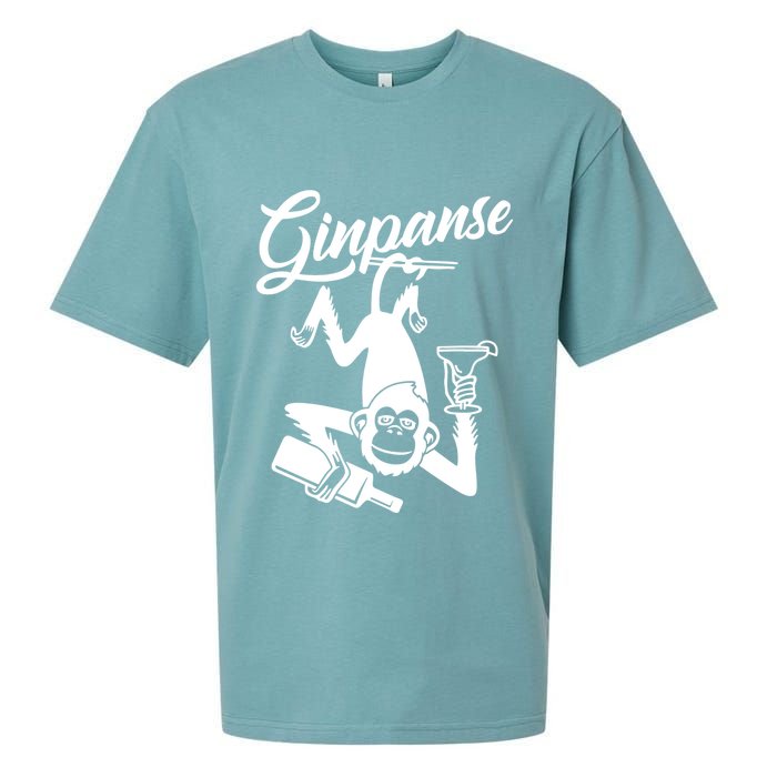 Ginpanse Chimpanzee Chimp Monkey Gin Drink Party Fun Comedy Sueded Cloud Jersey T-Shirt