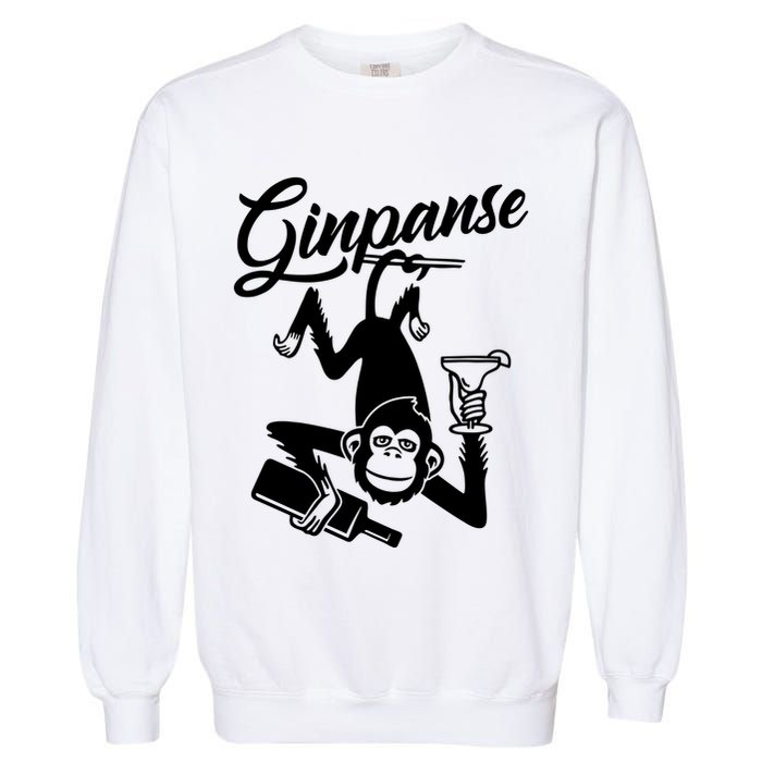 Ginpanse Chimpanzee Chimp Monkey Gin Drink Party Fun Comedy Garment-Dyed Sweatshirt
