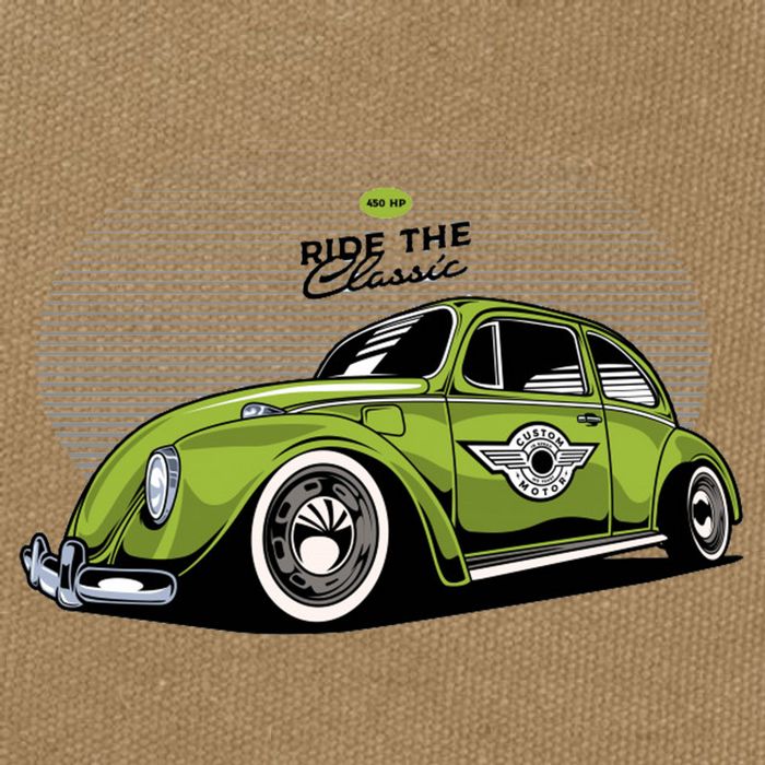 Green Classic Cars Cotton Canvas Backpack