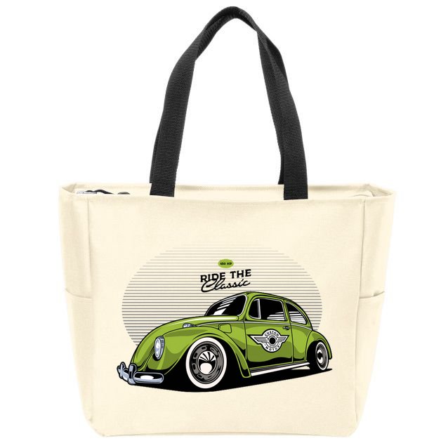 Green Classic Cars Zip Tote Bag