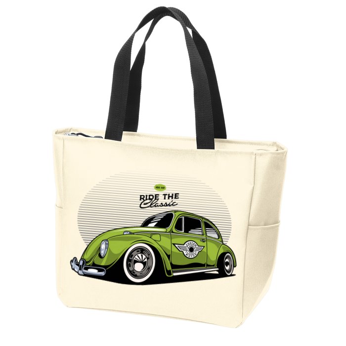 Green Classic Cars Zip Tote Bag
