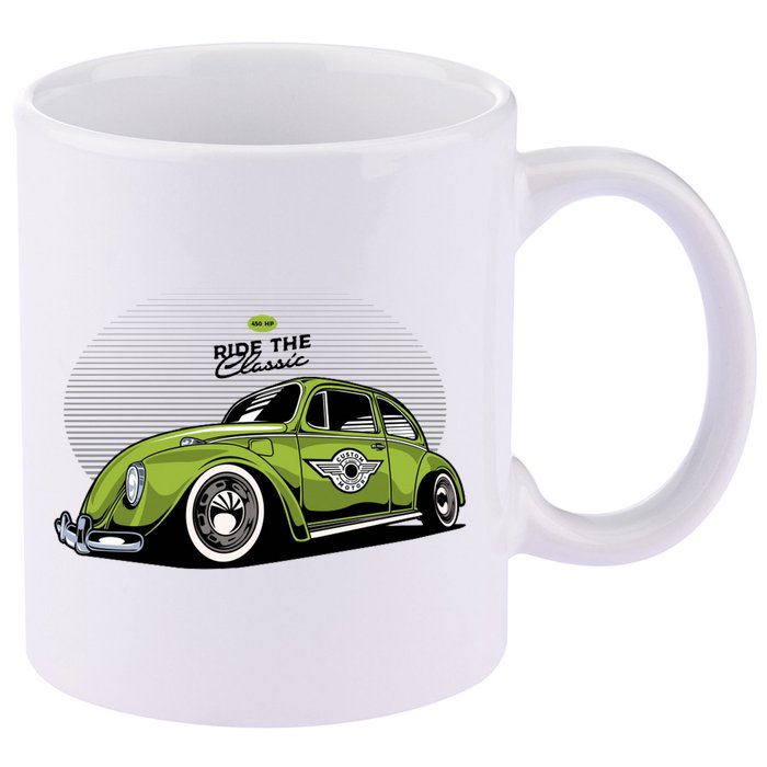 Green Classic Cars 11oz C Handle Ceramic Mug