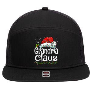 Grandma Claus Christmas Lights Family Matching Pajama 7 Panel Mesh Trucker Snapback Hat