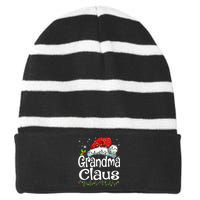 Grandma Claus Christmas Lights Family Matching Pajama Striped Beanie with Solid Band