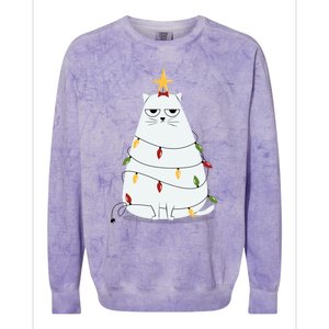 Grumpy Christmas Cat Colorblast Crewneck Sweatshirt