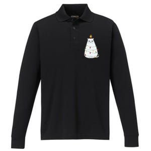 Grumpy Christmas Cat Performance Long Sleeve Polo