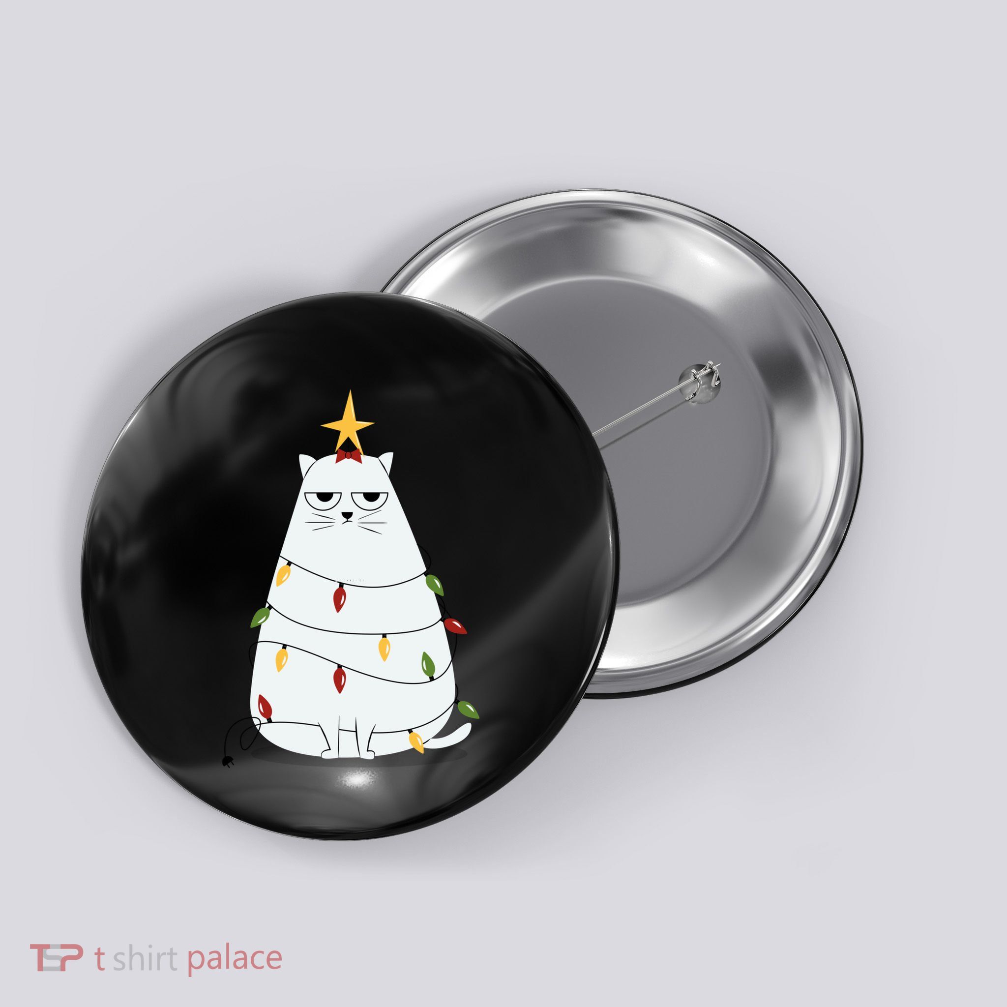 Grumpy Christmas Cat Button