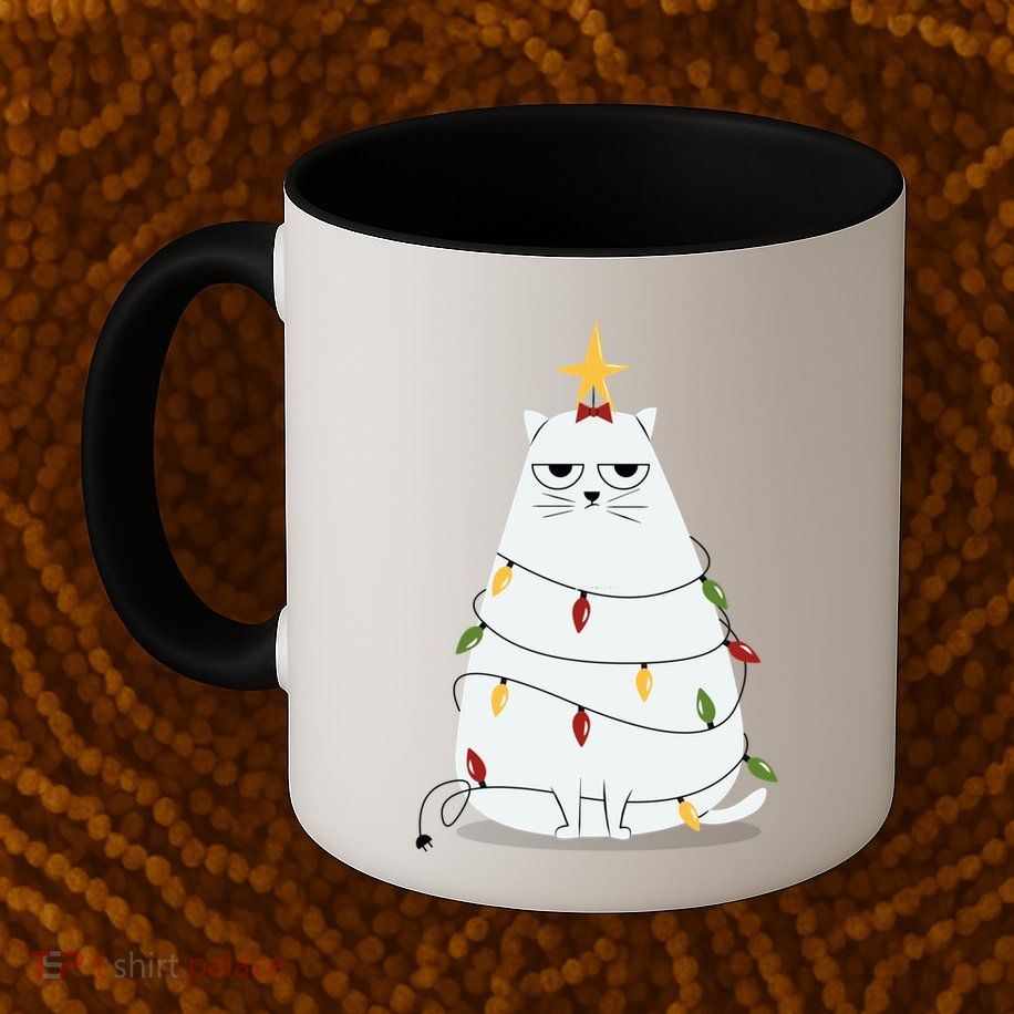 Grumpy Christmas Cat Coffee Mug