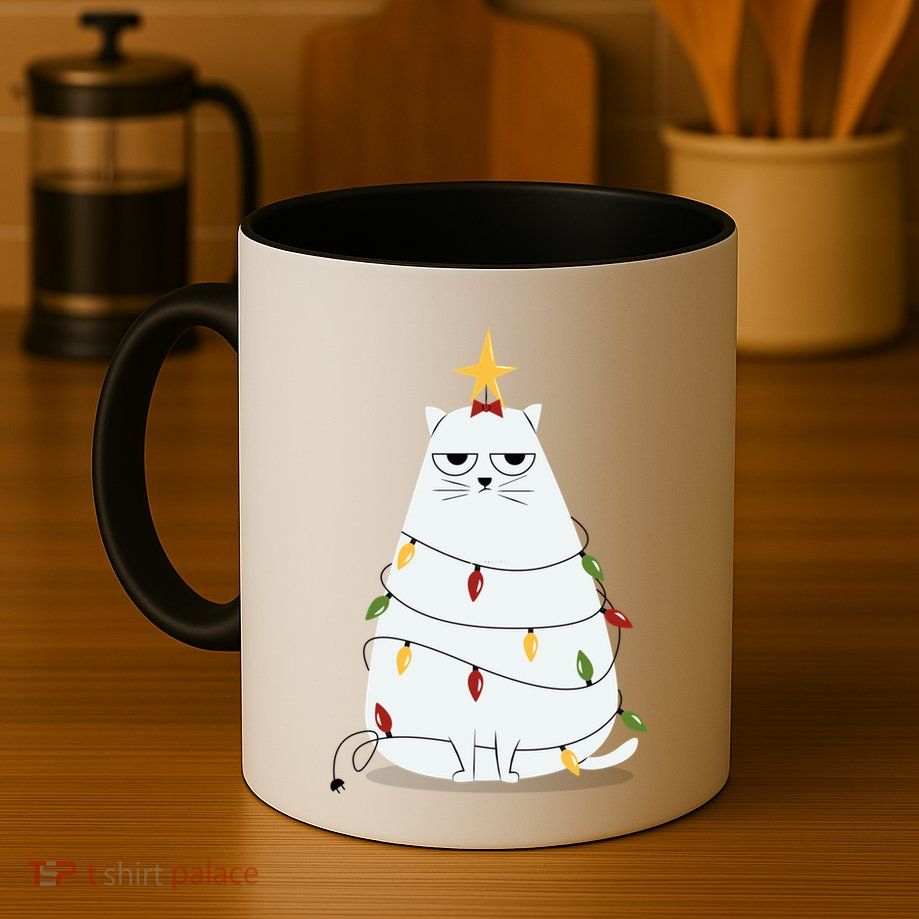 Grumpy Christmas Cat Coffee Mug