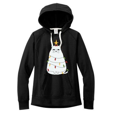 Grumpy Christmas Cat Women's Fleece Hoodie