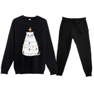 Grumpy Christmas Cat Premium Crewneck Sweatsuit Set