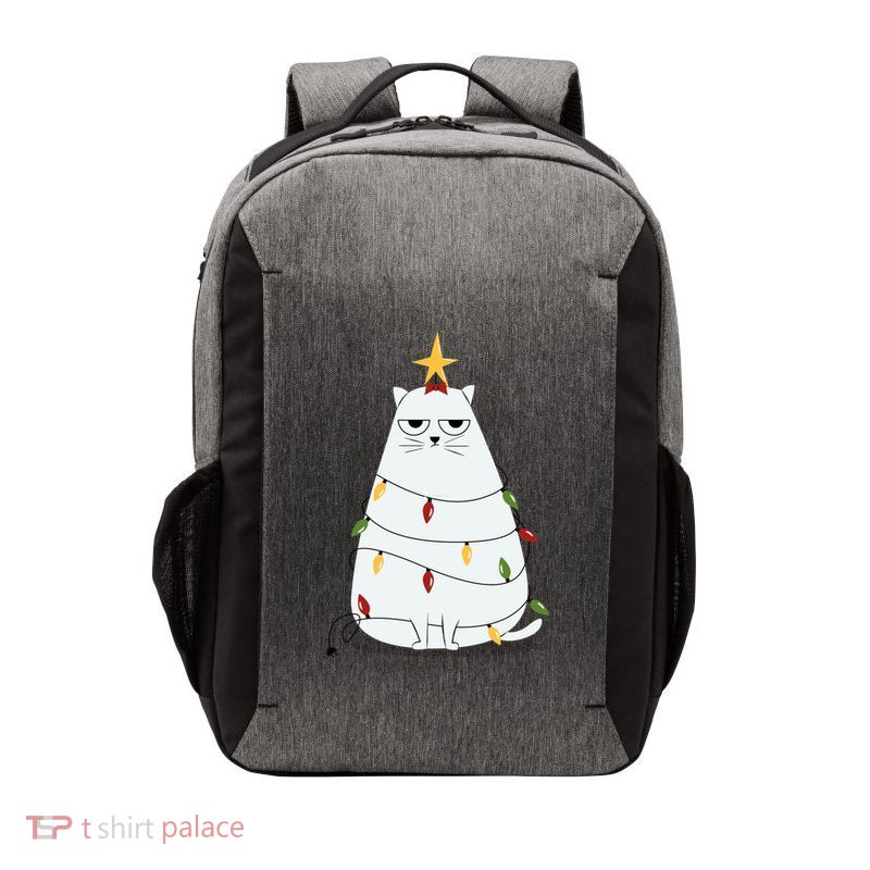 Grumpy Christmas Cat Vector Backpack