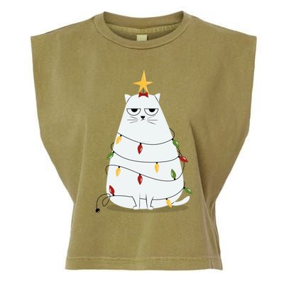 Grumpy Christmas Cat Garment-Dyed Women's Muscle Tee