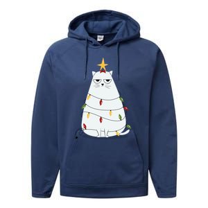 Grumpy Christmas Cat Performance Fleece Hoodie