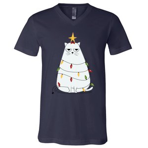 Grumpy Christmas Cat V-Neck T-Shirt