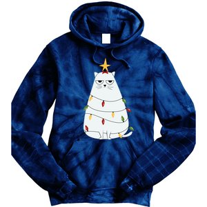 Grumpy Christmas Cat Tie Dye Hoodie