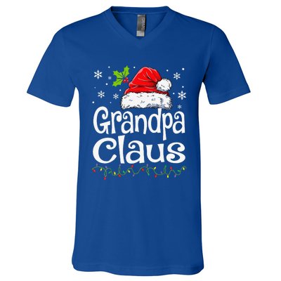 Grandpa Claus Christmas Lights Pajama Family Matching V-Neck T-Shirt