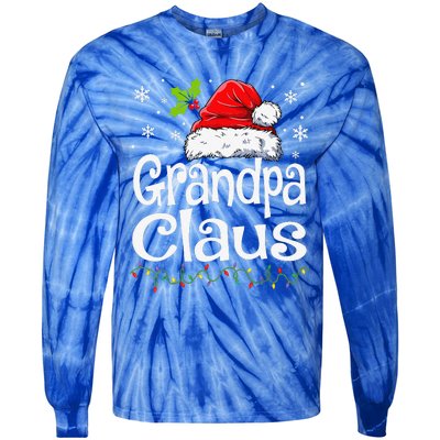 Grandpa Claus Christmas Lights Pajama Family Matching Tie-Dye Long Sleeve Shirt