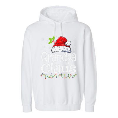 Grandpa Claus Christmas Lights Pajama Family Matching Garment-Dyed Fleece Hoodie