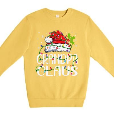 Grandpa Claus Christmas Santa Matching Family Xmas Lights Premium Crewneck Sweatshirt