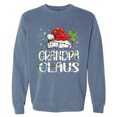 Grandpa Claus Christmas Santa Matching Family Xmas Lights Garment-Dyed Sweatshirt