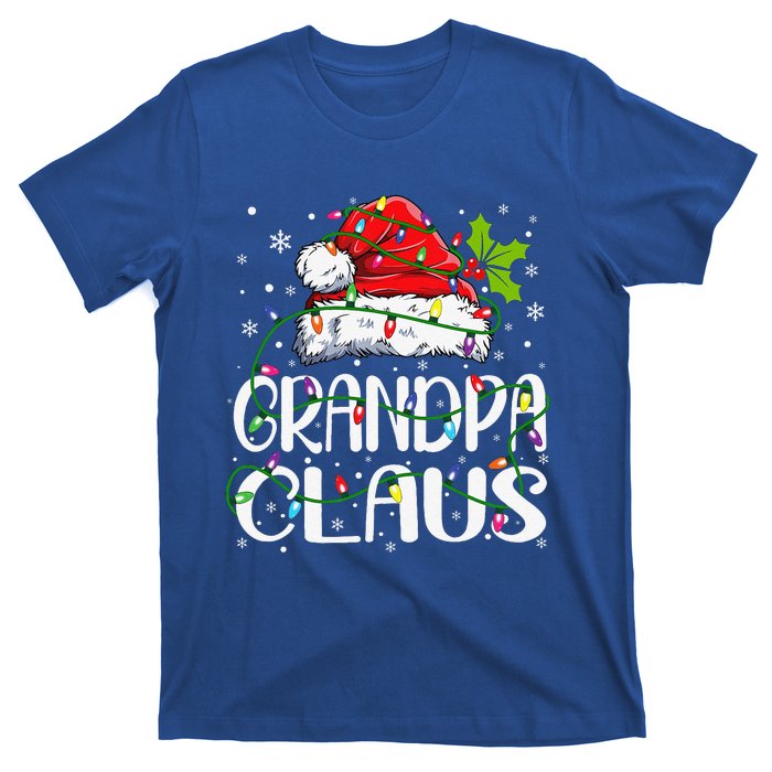 Grandpa Claus Christmas Santa Matching Family Xmas Lights T-Shirt