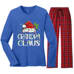 Grandpa Claus Christmas Santa Matching Family Xmas Lights Women's Long Sleeve Flannel Pajama Set 