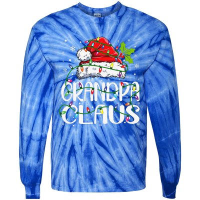 Grandpa Claus Christmas Santa Matching Family Xmas Lights Tie-Dye Long Sleeve Shirt