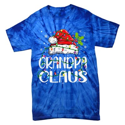 Grandpa Claus Christmas Santa Matching Family Xmas Lights Tie-Dye T-Shirt