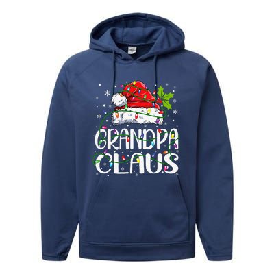 Grandpa Claus Christmas Santa Matching Family Xmas Lights Performance Fleece Hoodie