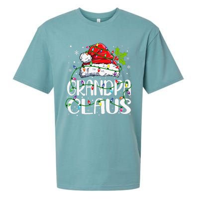 Grandpa Claus Christmas Santa Matching Family Xmas Lights Sueded Cloud Jersey T-Shirt