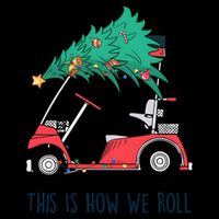 Golf Cart Christmas Golfer Christmas Lights Stripe Pom Pom Beanie