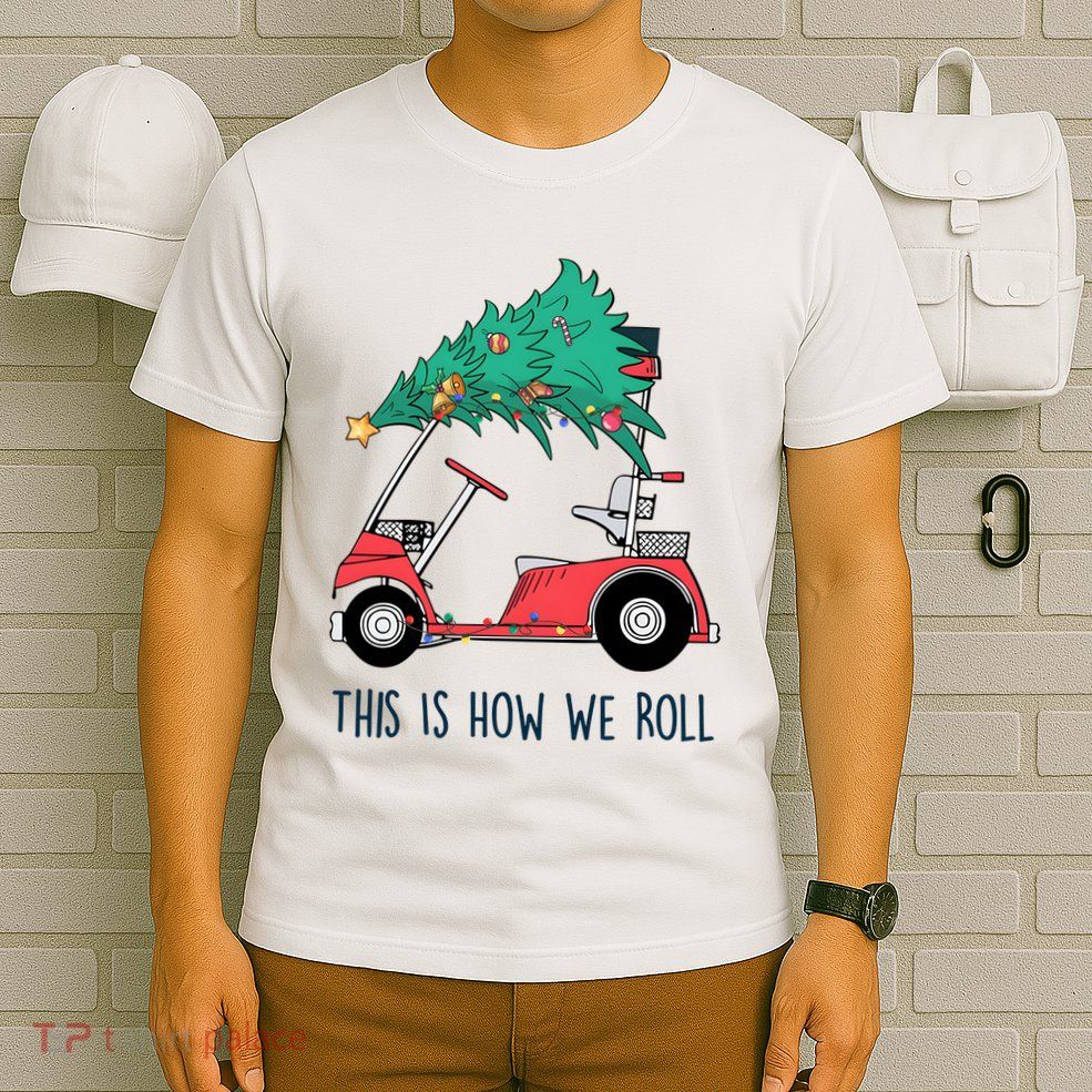 Golf Cart Christmas Golfer Christmas Lights T-Shirt