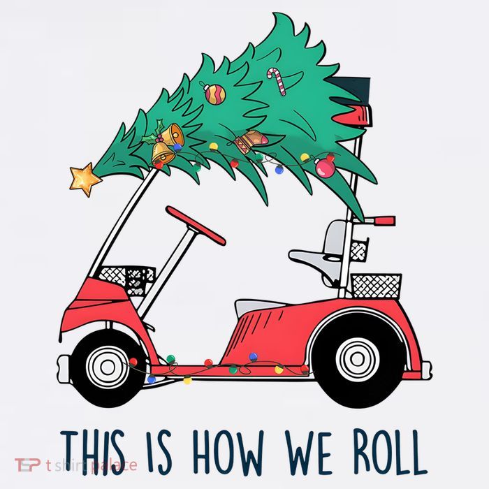 Golf Cart Christmas Golfer Christmas Lights T-Shirt