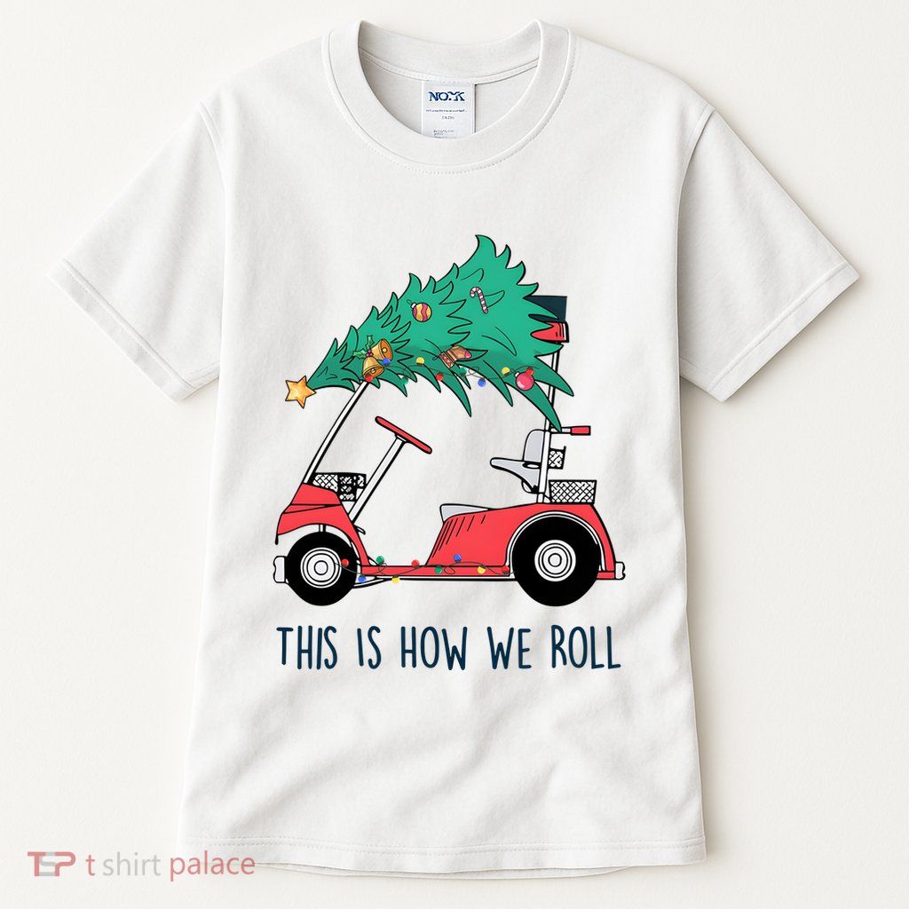 Golf Cart Christmas Golfer Christmas Lights Tall T-Shirt