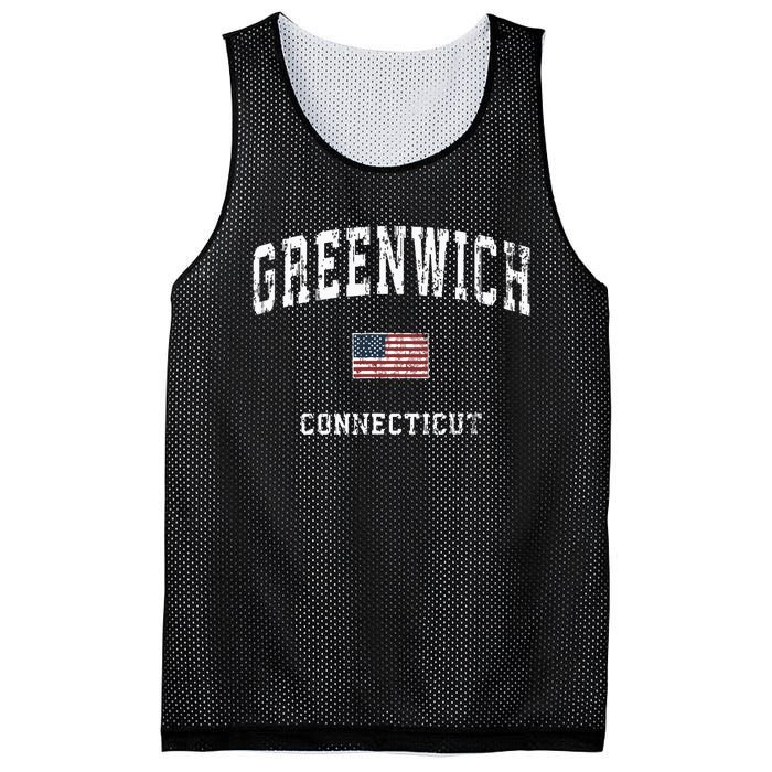 Greenwich Connecticut Ct Vintage American Flag Sports Design Mesh Reversible Basketball Jersey Tank